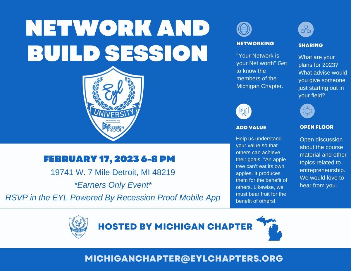 Network and Build Session flyer, designed by Jermaine.