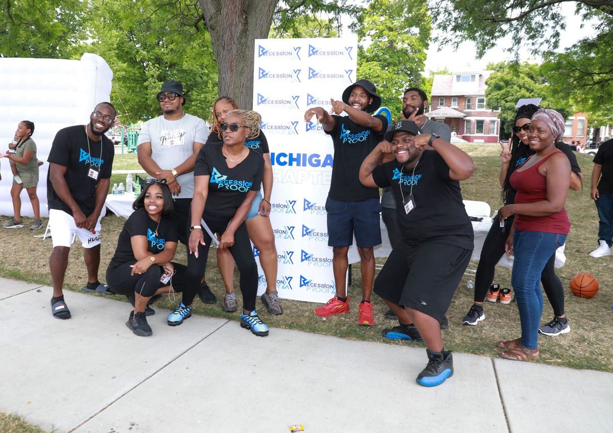 Members having fun at the Recession Proof Michigan community day.